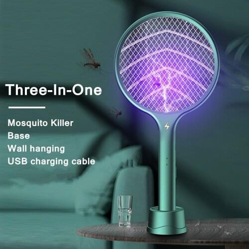 2021 New Three-in-One Trap Mosquito Killer Lamp Power Click Mosquito Electric Bug Zapper USB Rechargeable Summer Fly Swatter