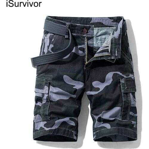 ISurvivor 2021 New Mens Summer Five-point Casual Pants Pure Cotton Shorts Youth Trend Overalls Multi-pocket Pants