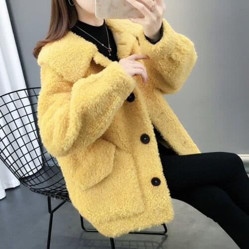 NEW Autumn Winter 2020 Loose Thickened Lamb Coat Womens Fur Cardigan Fur Coat Fleece Jacket Women Corduroy Warm Jacket White
