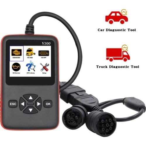 New Original Car Truck Obd2 Scanner V500 HD Heavy Duty Truck High Accuracy Diagnostics Code Reader Car truck obd Diagnostic Tool