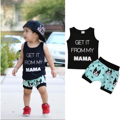 Toddler Kids Baby Boys Clothes Cartoon Dog Pattern T-shirt Tops Shorts Shorts Pants 2PCS Summer Outfits Set 0-24M