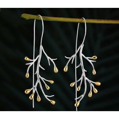 Wholesale New Style Branch Earrings Elegant Color Separation Branch Earrings for Women Fashion Jewelry 2021