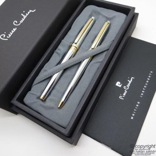 Pierre Cardin Gold Chrome Status Fountain Pen + Ballpoint Pen Set | İsme Special Pen | Gift Pen