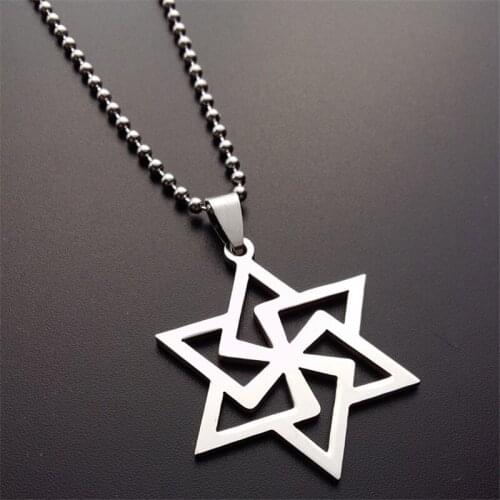RONGQING 10pcs/lot Hexagram necklace jewelry 316L stainless steel For Women Men Hexagram Sweater Necklace Amulets Talismans gift