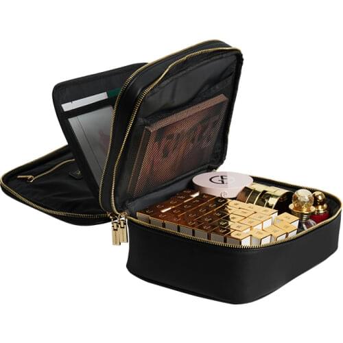 Rownyeon Luxury Cosmetic Bag Professional Makeup Bag Travel Organizer Case Beauty Necessary Make up Storage Box(Bag Only)