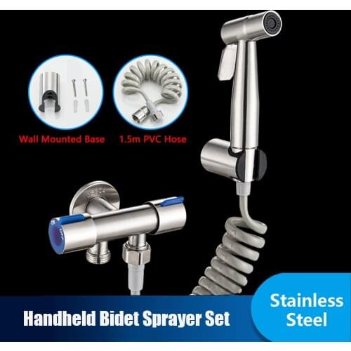 Bidet T-Adapter with Shut off Valve Stainless Steel Water Diverter Valve Dual-Connector Valve for Toilet Bathroom