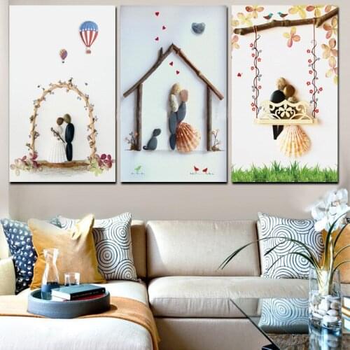 Triptych Print Stone Couples Wedding Picture Abstract Canvas Painting Minimalist Poster Wall Picture For Living Room