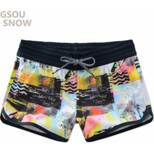 Gsou snow Branded Womens Swimwear Summer Beach Shorts Felting Bikini Printed Ladies Diving Swimming Surfing Sports Shorts