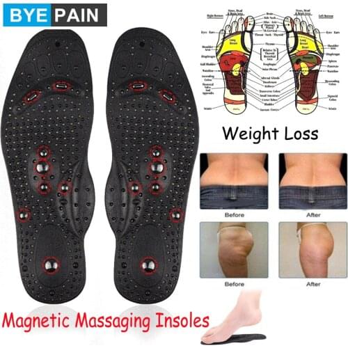 1Pair Gel Magnetic Massage Insoles Weight Loss Shoe Pad Slimming Insoles Acupressure Sole Inserts Relieve Feet Fatigue Foot Care
