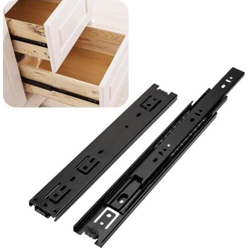 1Pair Drawer Slide Bearing Ball Guide Mute Three-Sections Drawer Cupboard Steel Ball Slide Rail Furniture Hardware Fittings 2021