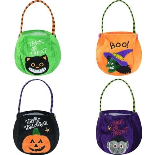 1Pc Trick Or Treat Letter Candy Handbag Pumpkin Cat Witch Printing Kids Gift Bag Masquerade Halloween Themed Party Dessert Decor