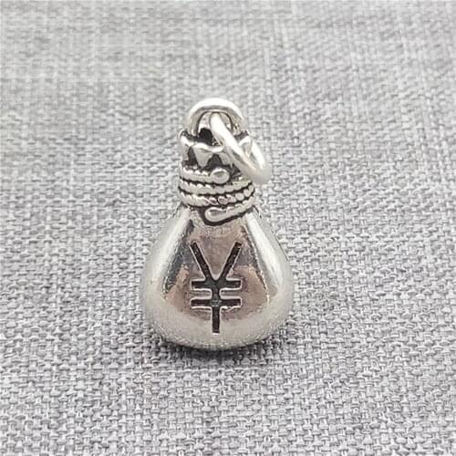 2pcs of 925 Sterling Silver Money Sign Symbol Bag Charms for Bracelet Necklace