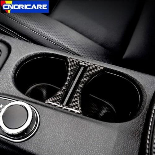 Car Carbon Fiber Water Cup Holder Decals Decoration Sticker Trim For Mercedes Benz CLA C117 GLA X156 A W176 2013-2018