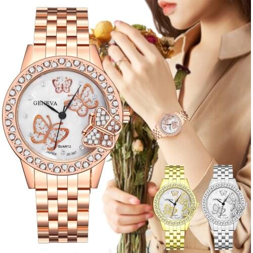 Women Diamond Butterfly Bracelet Watches Luxury Rhinestone Geneva Quartz Wrist Watches Relogio Feminino