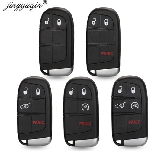 Jinyuqin 2/3/4/5BTN Car Smart Key Case Shell For Jeep Grand Cherokee Dodge Ram 1500 Journey Charger Challenger Durango Chrysler