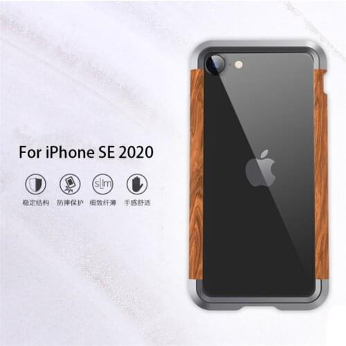 Phone Case For iPhone SE 2020 Original R-Just Wood Bumper Metal Case For iPhone se 2020 Aluminum Frame Phone Cases Accessories