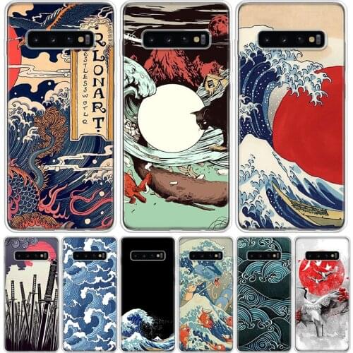 Hot Wave Art Japanese Green Illust Phone Case For Samsung Galaxy A50 A70 A30S A51 A71 A10 A20E A40 A90 A20S M30S A6 A7 A8 A9 Plu
