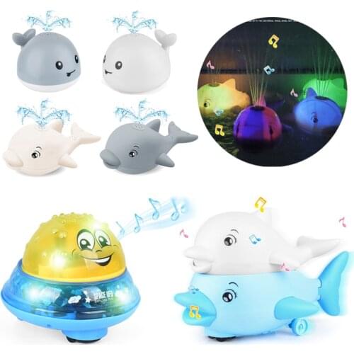 Baby Bath Toys Spray Water Shower Swim Pool Bathing Toys for Kids Electric Whale Bath Ball with Light Music LED Light Toys Gift