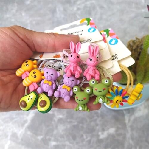 2PCS Cartoon New Cute Frog Sunflower Princess Headwear Kids Elastic Hair Bands Children Ropes Girls Accessories Baby Headdress