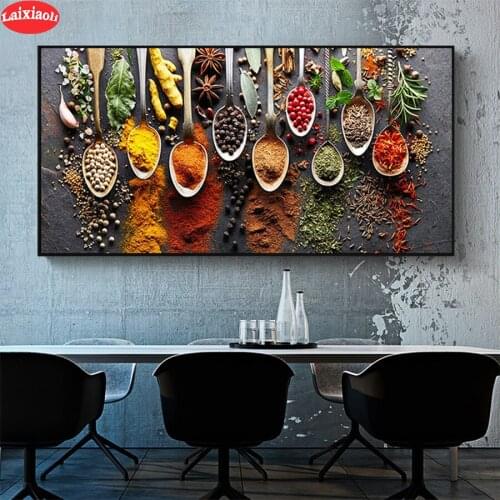 DIY Diamond Painting Grains Spices Spoon Peppers Kitchen diamond Embroidery 5d mosaic Diamond needlework cross stitch room decor