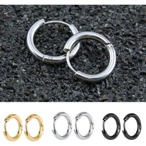 Jisensp 2020 Punk Smooth Circle Earrings Simple Round Loop Earrings for Women Men Kpop DNA V Fashion Jewelry Gift bijoux