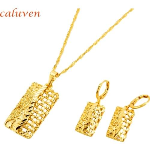 Ethiopian Women Jewelry sets Necklace/Earrings Gold Color African/Dubai/Sudan Party set /Arab Middle East Wedding Jewelry
