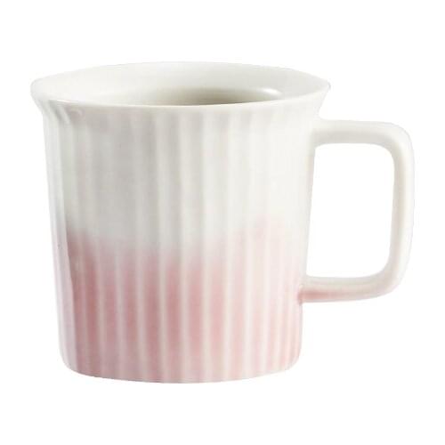 240ML Ribbed Coffee Mug D Shaped Handle Ceramic Tea Milk Coffee Cup Drinkware Classic Ribbing Tea Cup For Office Home Pink/Black
