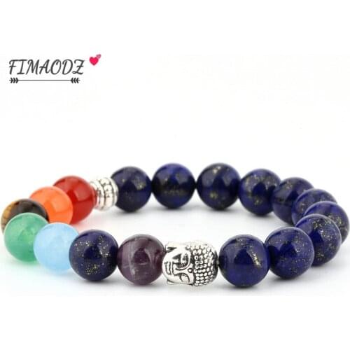 FIMAODZ Charm Buddha Beads Bracelet Men Fashion 6mm Natural Stone Chakra Multistyle Womens Bracelets Prayer Jewelry