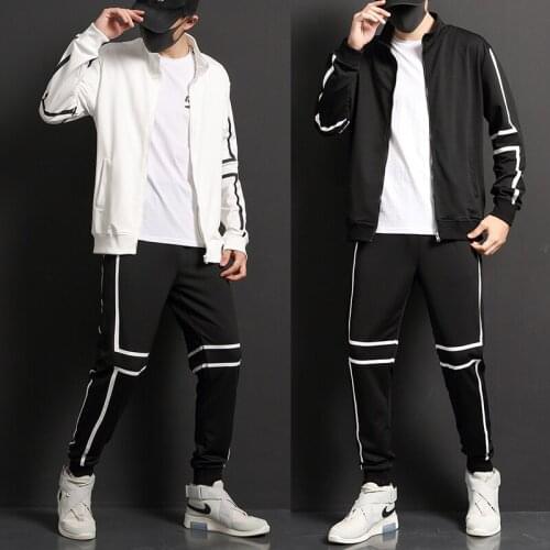 2021 Mens Hip Hop Tracksuit Mens Clothing Set 2 Pieces Sweat Suit Men Streetwear Jacket and Sweatpants Male Casual Jogger Sets