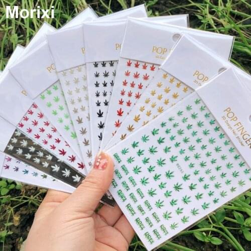 Morixi nail art sticker flora leaves plant ultra manicure foils laser gold red green white black back glue decals WG066