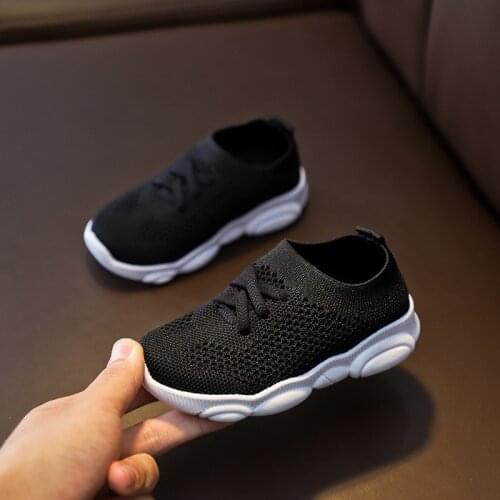 2020 New Kids Shoes Anti-slip Soft Rubber Bottom Baby Sneaker Children Girls Boys Sports Flat Stretch Mesh Shoes