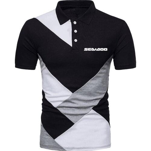 New Mens Sea Doo Seadoo Moto Summer Comfortable T-shirt Short Sleeve Polo Shirt Fashion High Street Hip Hop Stitching T-shirt