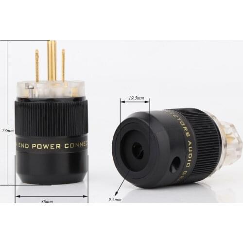 One pair Hi-end Gold Plated Brass transparent DIY Power cable US AC Power Plug hifi IEC Female Connector