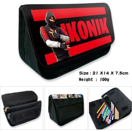 Fortnite Pencil Case Cartoon Large-capacity Student Print Canvas Zipper Pencil Case Multifunctional School Bag Stationery Box