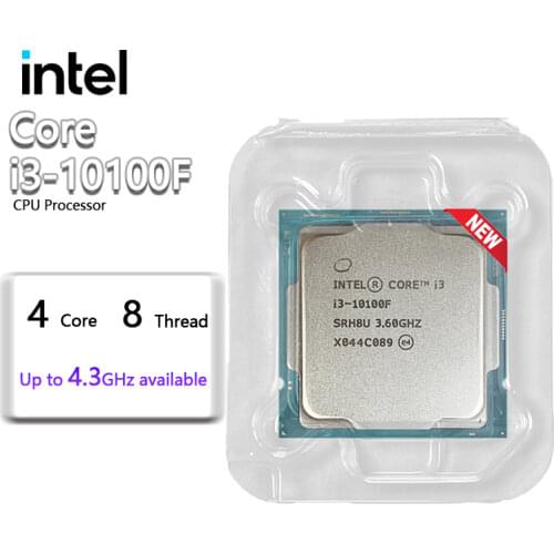 Intel Core i3-10100F i3 10100F 3.6 GHz 4-core 8-thread CPU processor L2 = 1M L3 = 6m 65W LGA 1200