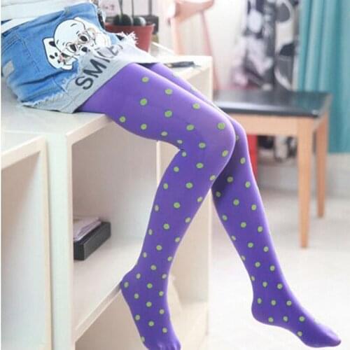 High Quality Cute Children Stockings Girl Kids Pantyhose Dance Tights Dots Velvet Slim Dance Full Foot Tights Clothing CL0856
