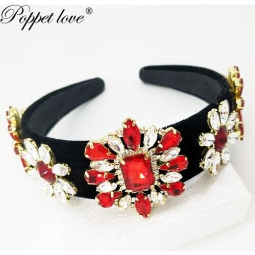 Wholesale Rose Gold red Vintage Baroque Queen King Hair Jewelry Pearl Crystal Tiara And Crown Headband For Women multifunctional