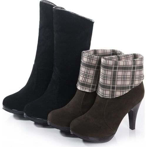 2017 Autumn Winter Boots 34-39 Fashion High Thin Heel Boots With Buckle And Made Of Qualityl Women Round Toe Shoes 108