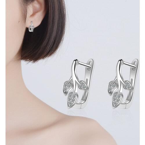 925 Sterling Silver Tree Leaves Stud Earrings With Exquisite Micro Zircon For Women Earring Jewelry Dropshipping S-E842
