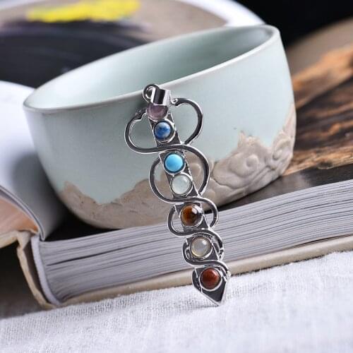 1PC Fashion Colorful Natural Crystal Energy Love Friendship Powerful 7 Chakra Healing Stone Crystal Pendant DIY Gift Jewelry