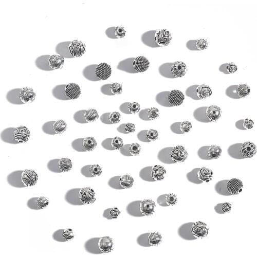 10-50pcs Antique Silver color Plated Spacer Bead For Jewelry Making Findings DIY Charm Pendants Bracelet Jewelry Accessories