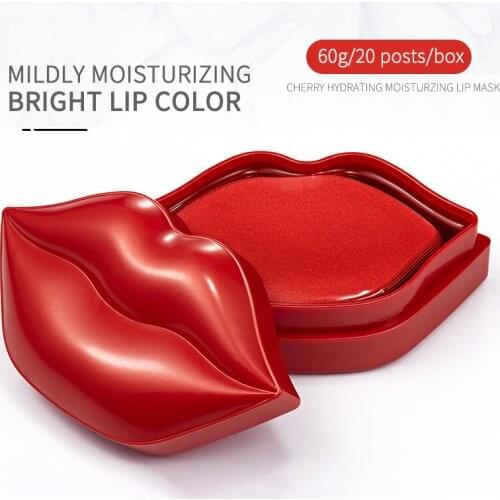 20pcs/box Cherry Hydrating Lip Mask Anti-Drying Moisturizing Lightening Enhancer Plumper Nourishing Lips Lip Care TSLM1
