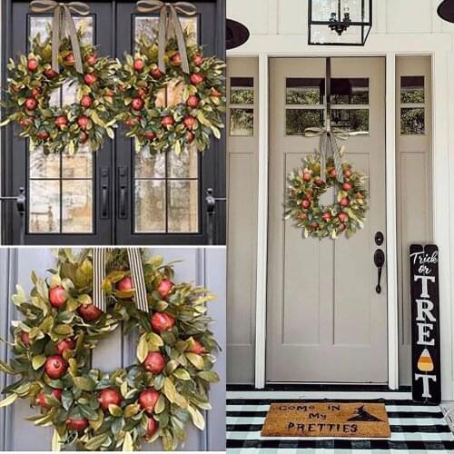 3# Thanksgiving Day Autumn Pumpkin Truck Stolen Goods Wreath Doorplate Home Decoration Xmas Gifts Navidad 2021 New Year 2022