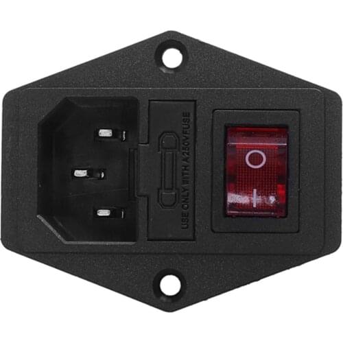 3 Pin IEC320 C14 Inlet Module Plug Fuse Switch Male Power Socket 10A 250V