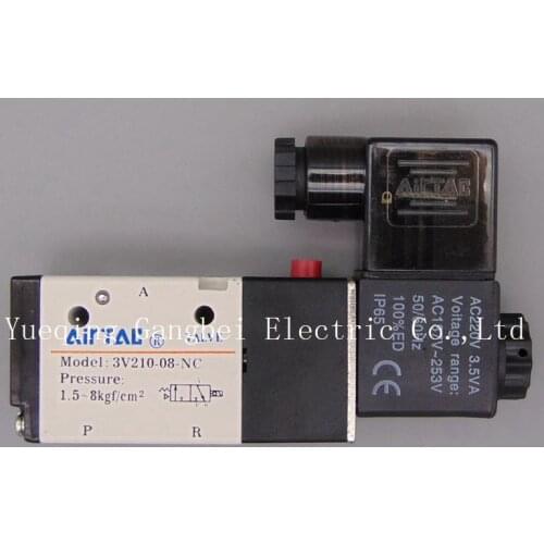 3V210-08 G1/4" 3Port 2Position Pneumatic Solenoid Valve Aluminum Alloy AC110V AC220V AC380V AC24V 24V DC 12V DC