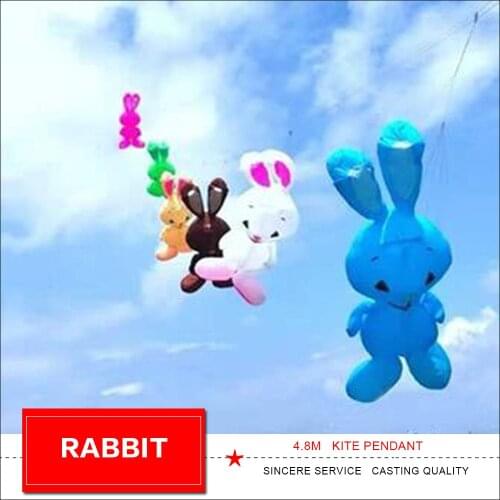 4.8m Rabbit Kite Pendant for Audlts High Quality Huge Nylon Soft Inflatable Animal Kites Outdoor Fun Toys