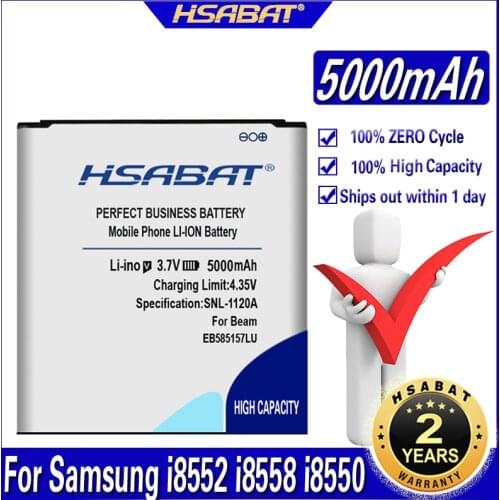 HSABAT 100% New EB585157LU 5000mAh Battery For Samsung Galaxy beam Win i8552 i8558 i8550 i869 i8530 E500 GT-I8530 i437 G3589