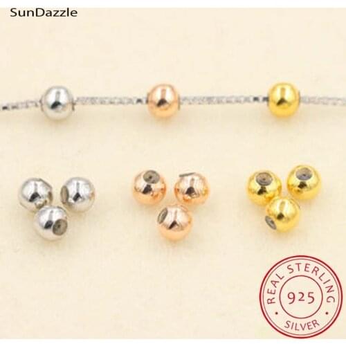 2pcs Silicone filled Bead Real Pure Solid 925 Sterling Silver Spacer Fit Beads Necklace Bracelet DIY Jewelry Making Findings