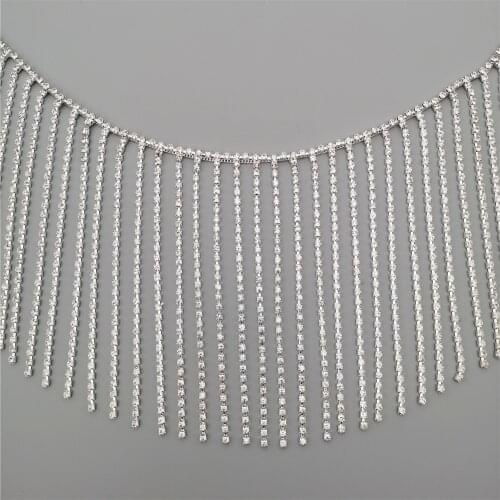 Rhinestone Crystal Chain Bling Diamante Lace Diamond Belt Trim Ribbon Necklace Applique Gem Sparkle Wedding Dress 4.92" Width