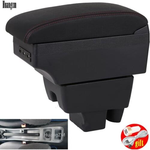 For skoda Fabia 1 Armrest box Center Storage box car accessories Interior double-layer with usb interface